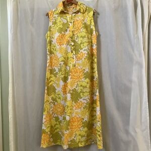 Peuan Thai Studio vintage floral kaftan maxi sun dress 100% cotton